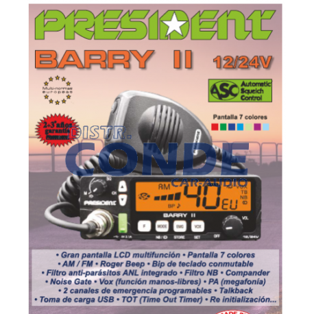 EMISORA PRESIDENT BARRY II 40 CANALES 12/24V - CONDE Car-Audio